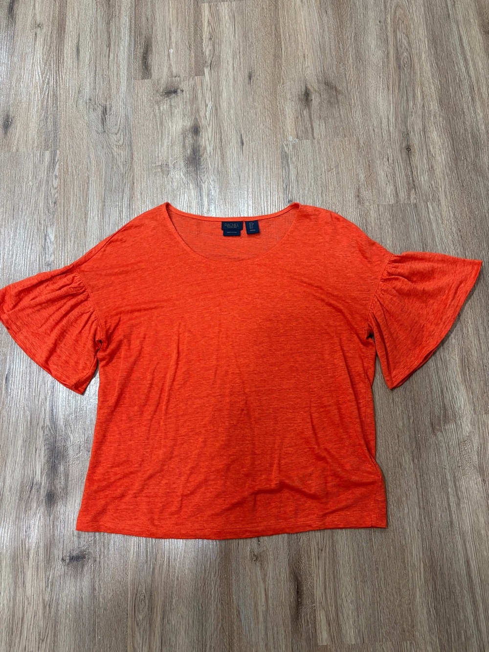 Rachel Zoe Bright Orange Short Flutter Sleeve Tee